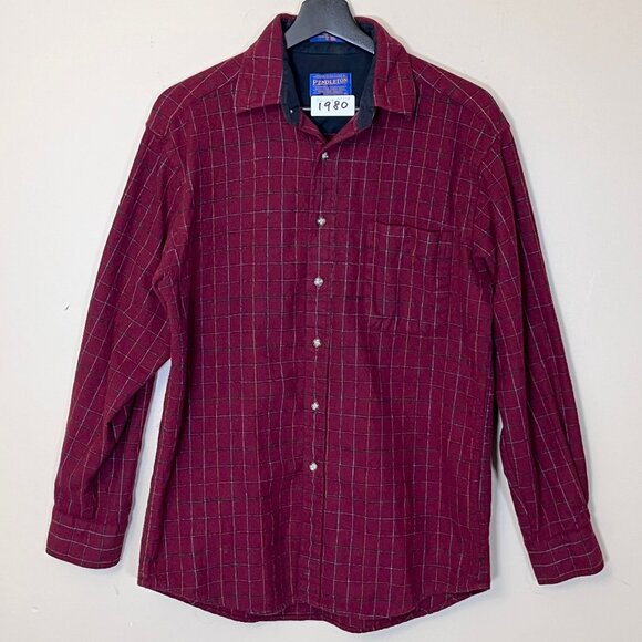 Pendleton 100% Virgin Wool Check Long Sleeve Shirt - Men's Size M - Red - Picture 1 of 11